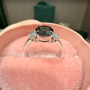 Statement Round Lab Alexandrite Ring | 2.5ct Large 8mm Brilliant Cut Diamond Accent Ring
